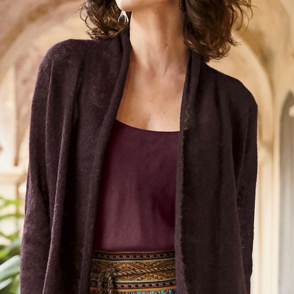 Peruvian Connection Sweaters - Peruvian Connection • Brown Peplum Back Cardigan
